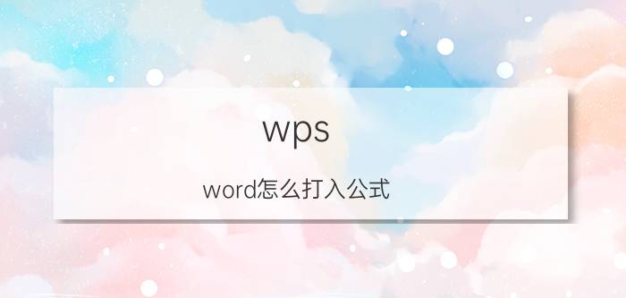 wps word怎么打入公式 WPS Word公式输入方法详解